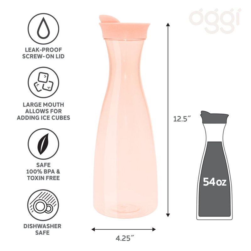 Juice Jar w/ Flip-Open Lid (1.6 lt, 54 oz) - Blush Tint