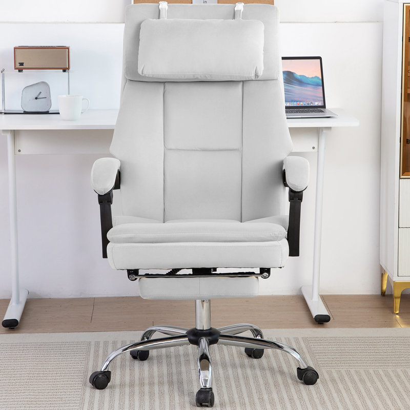 High-Back Adjustable Reclining Ergonomic Velvet PC & Racing Game Chair, Gray