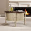 Table basse ronde de 30,3 po de style Mid-Century avec porte coulissante et rangement à lattes, idéal pour la productivité au bureau, beige et polyvalente-90076586