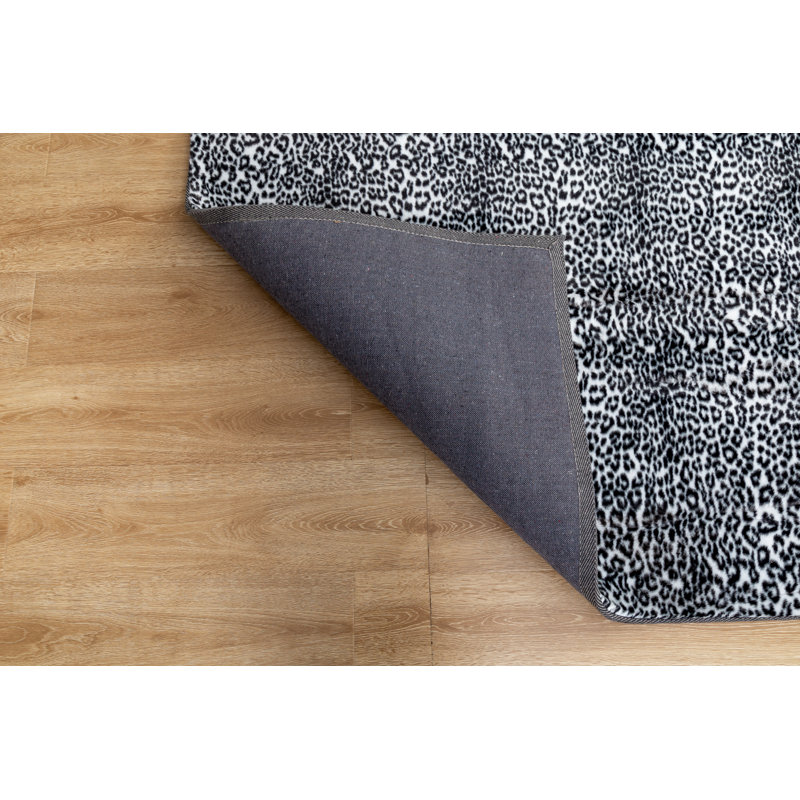 Faux Fur Collection Black Snake Print Area Rug, 5' X 7'