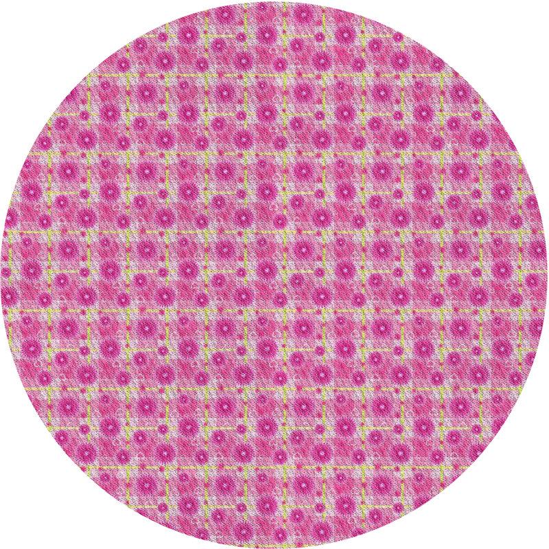 Laine tissée à la machine à motifs géométriques et polyester bleu marine/jaune Tapis décoratif, Rond 8 pi