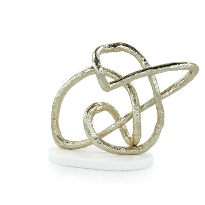 Tangled Sculpture On Marble Base, Gold