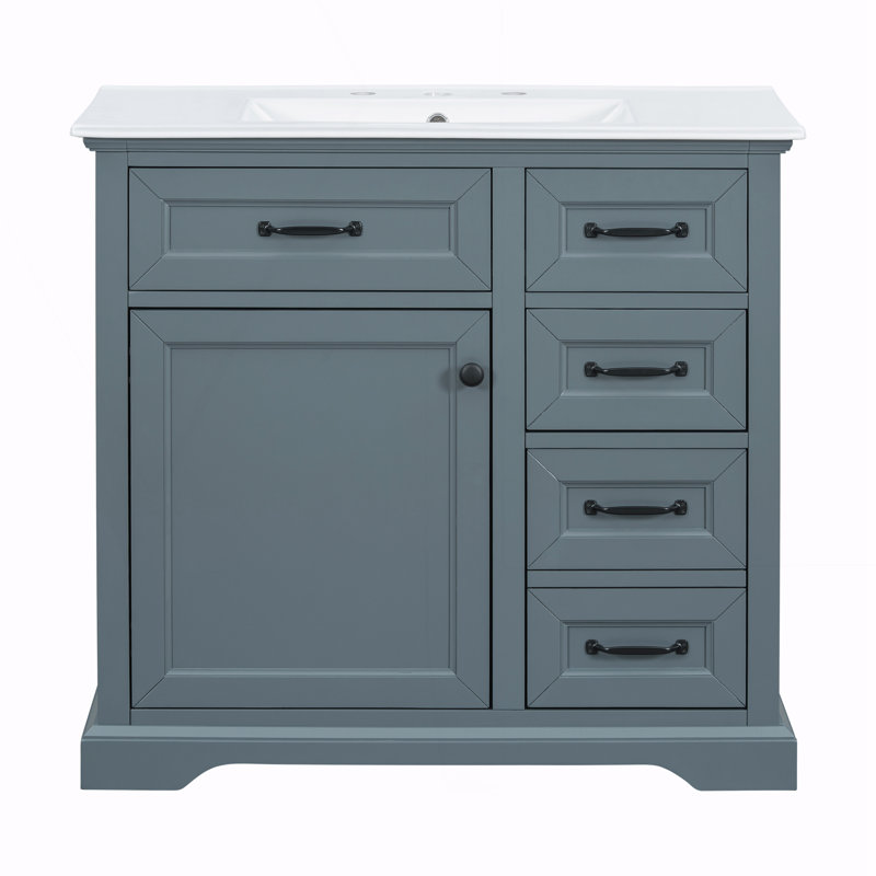 Meuble-lavabo 36 po avec lavabo, Bleu gris