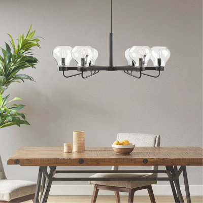 Glass Bowl Shaped 6-Light Chandelier With Shades