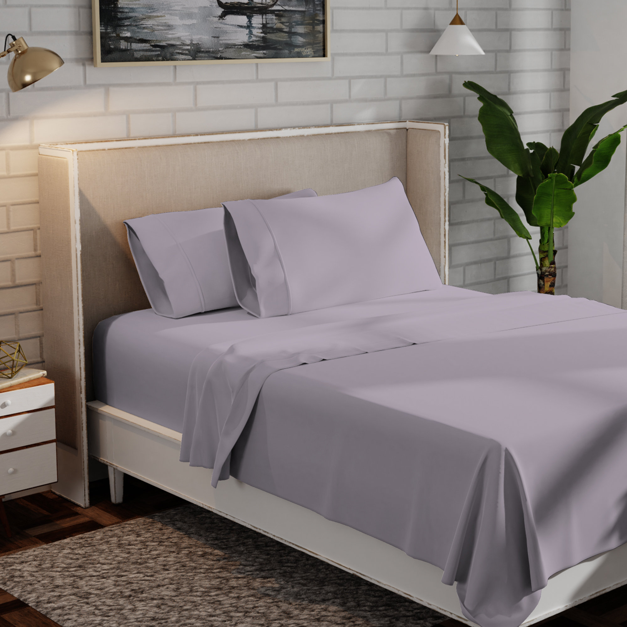 Adelaja 300 Thread Count Organic 100% Cotton Cool & Crisp Percale Weave Sheet Set, Ivory