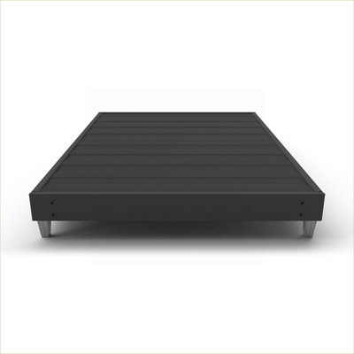 Modern Upholstered Bed Frame Foundation, Gray-Toned Cal King Quick No-Tool Setup For Residential Bedroom
