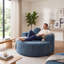 Fauteuil surdimensionné avec méridienne ronde en tissu gaufré et grand fauteuil circulaire sans assemblage requis-131507868