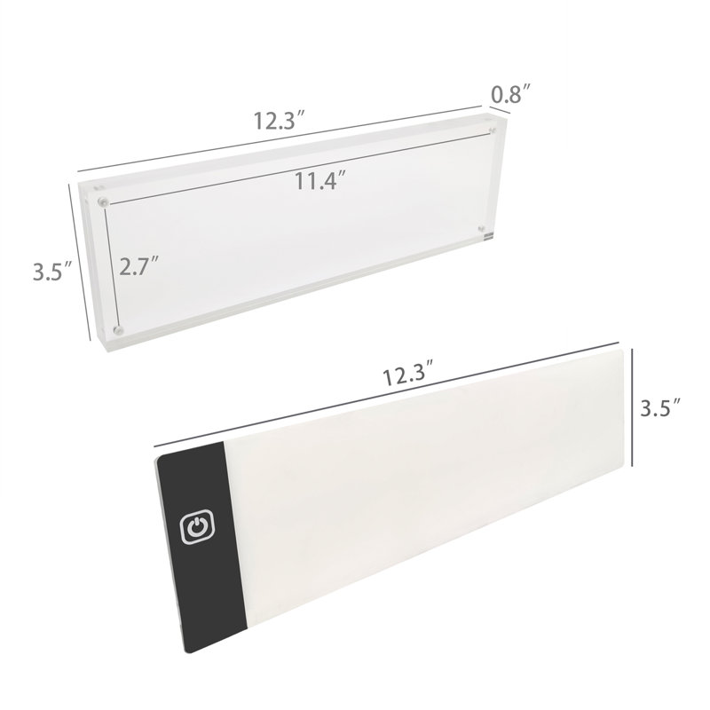 Fixturedisplays® 12.25 X 3.5" Clear Acrylic Sign Holder Picture Frame Film Strip Display Name Tag Placement, With Lighted LED Backlit Panel, 0.54" Thick 18610+18612