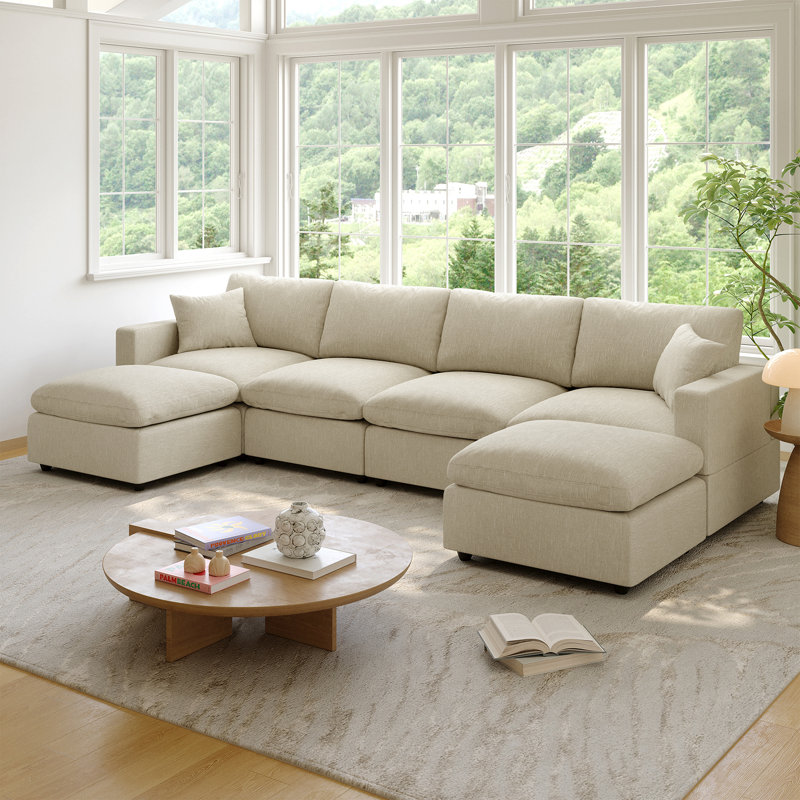 Canapé modulaire Cloud Couch, canapé modulaire convertible à siège profond pour le salon, canapé modulaire rembourré en duvet moelleux avec repose-pieds mobile