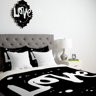 Housse de couette noire Kal Barteski Love