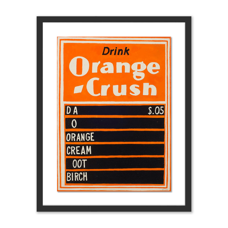 «Orange Crush» par Erica Hauser - Reproduction d'art graphique sur papier encadré, Noir