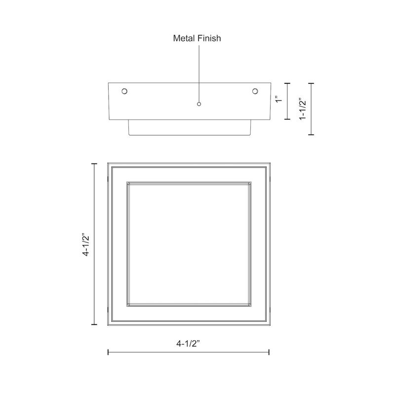 Plafonnier encastré d'extérieur à DEL Ridge, Noir, H 1,5 po x l 4,5 po x P 4,5 po