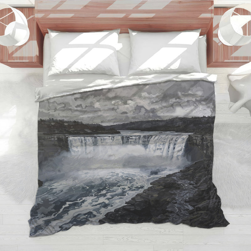 Majestic Waterfall Landscape Comforter, Twin Extra Long
