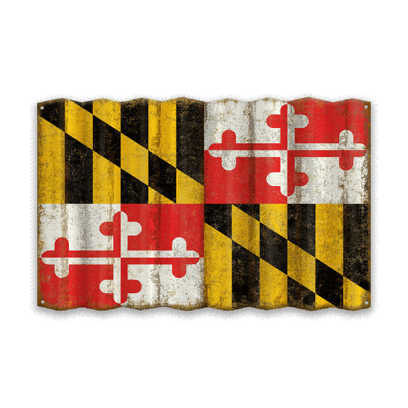 Décoration murale Retro State Pride: drapeau en aluminium vieilli, Maryland