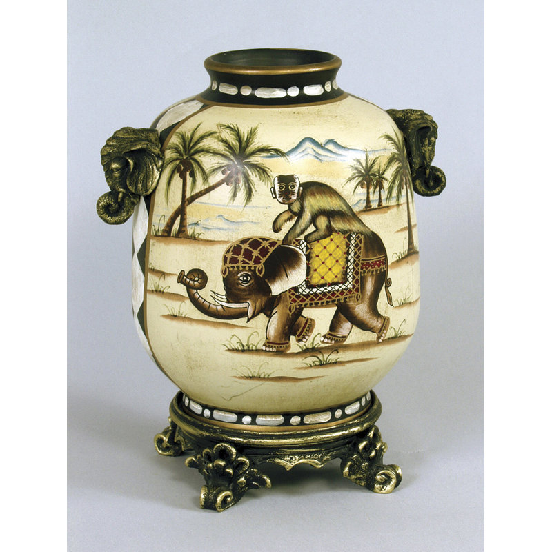 Monkey Riding Elephant Table Vase