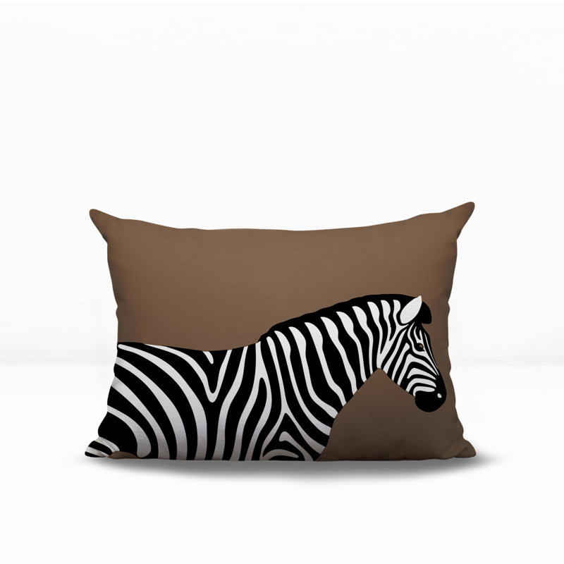 Oreiller rectangulaire réversible intérieur / extérieur Hala Zebra, Beige, H 20 po x l 14 po