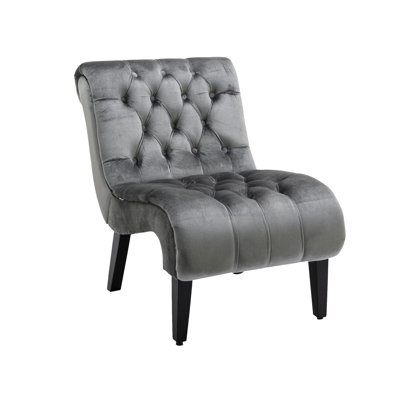 COOLMORE 22.83" W x 30.71" D x 33.86" H Velvet Button Tufted Barrel Accent Chair