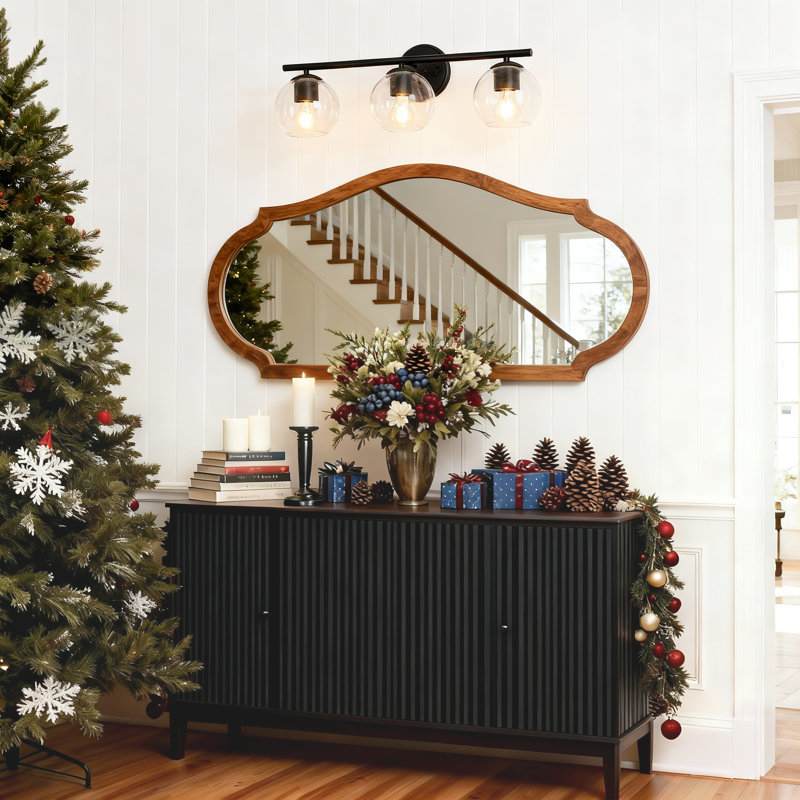 3-Light Black Globe Bathroom Vanity Light Dimmable