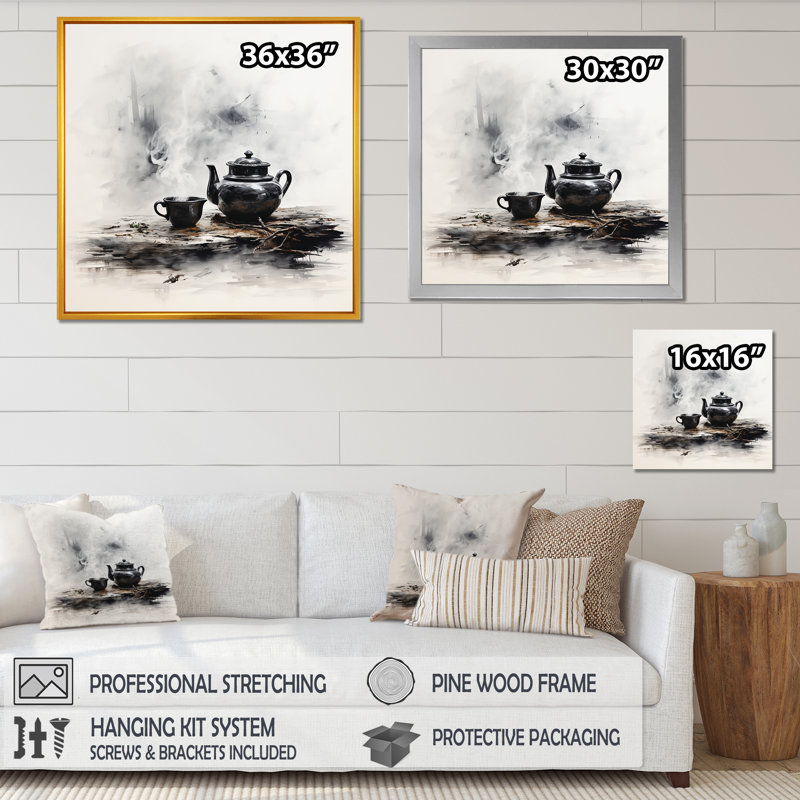 Art mural noir et blanc Boho, Cadre flottant blanc, H 30 po x l 30 po x P 1,5 po