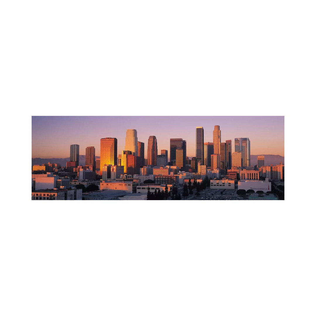 Los Angeles Panoramic Skyline Cityscape (Sunset) - Wrapped Canvas Panoramic Print