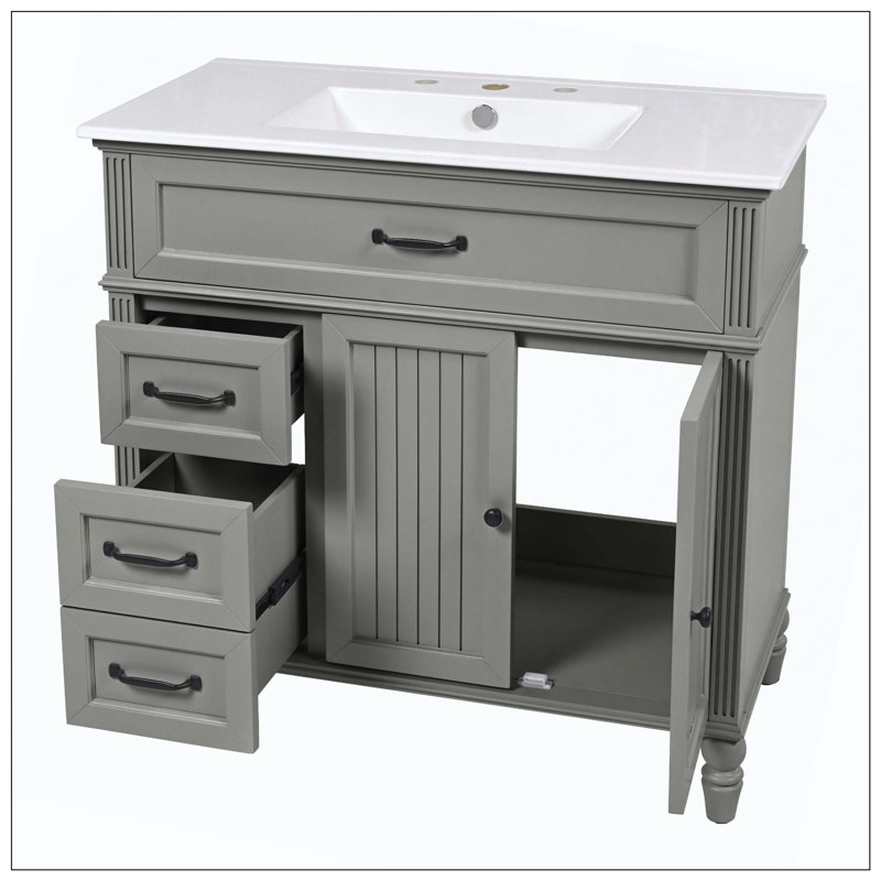 Ensemble de tiroirs de meuble-lavabo gris, Gris