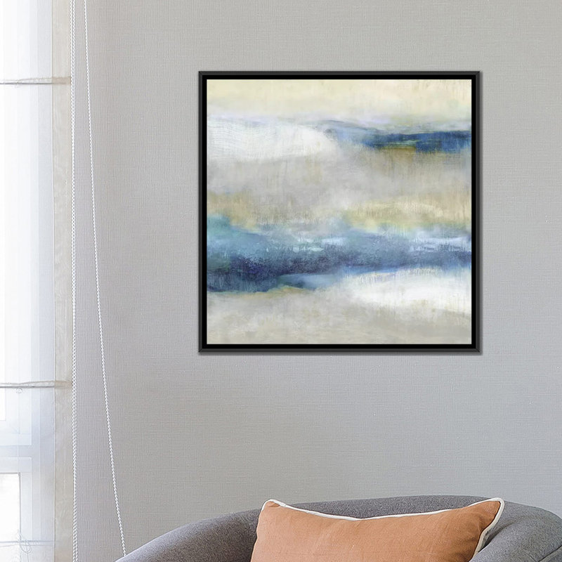 « indigo motion ii », impression sur toile, H 18 po x l 18 po x P 1,5 po, Toile avec cadre noir, Pas de tapis