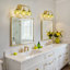 21" Modern Bathroom Vanity Light With Green Petal Glass Shades-898368472-899511063