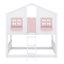 Lit superposé House avec toit, fenêtres, boîte de fenêtre, porte, garde-corps et échelle-128993125