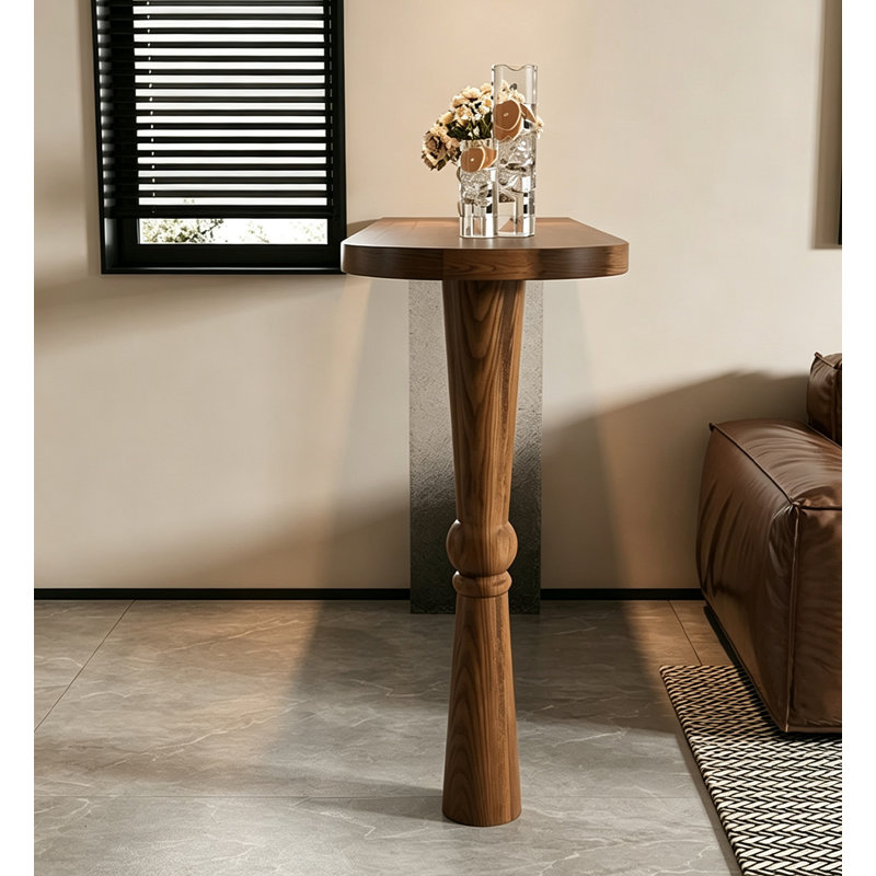 Table de bar haute en bois massif avec pieds tournés sculptés, H 41,34 po x l 78,74 po x P 15,75 po, Tanné