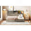 Lit de jour en bois pleine grandeur avec 3 tiroirs de rangement, tablette souple supérieure, tablette et ensemble de prises et ports USB, gris-795759577