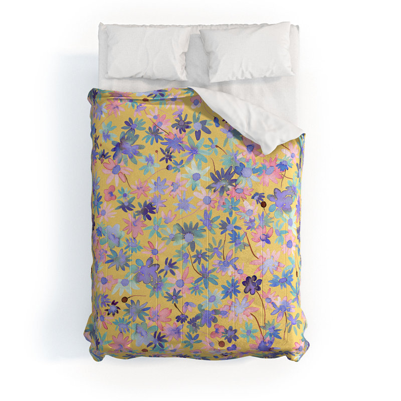 Ninola Cotton Channel Floral Comforter, Full Comforter +  2 Standard Shams