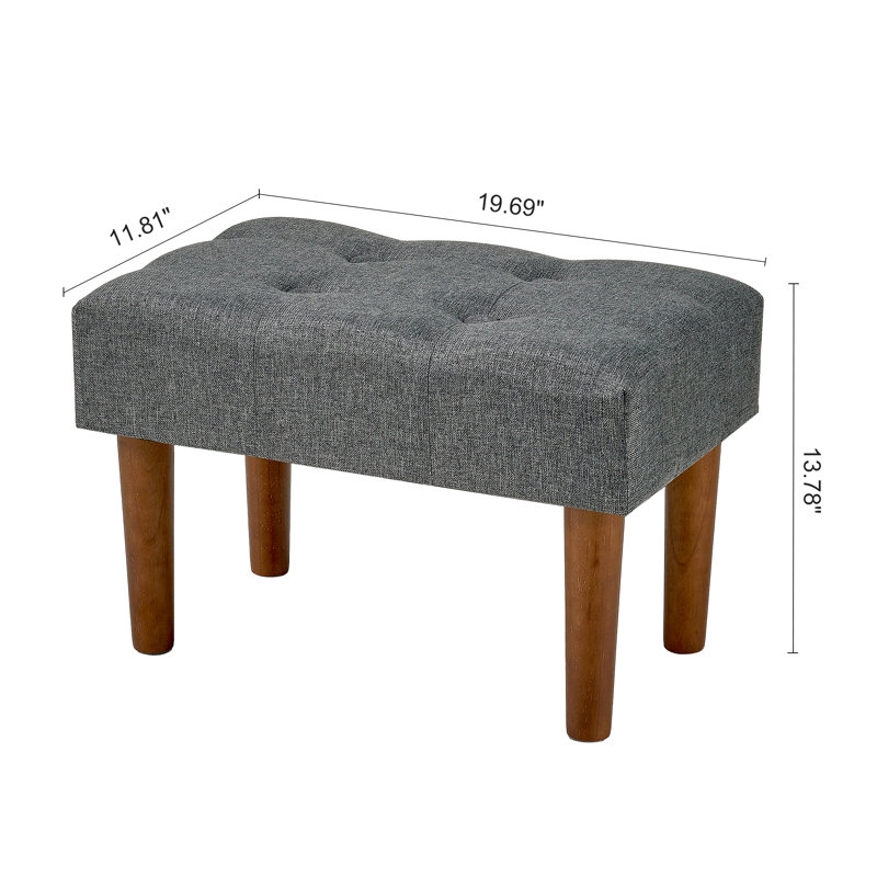 Nuha Linen Upholstered Ottoman Footrest , Gray