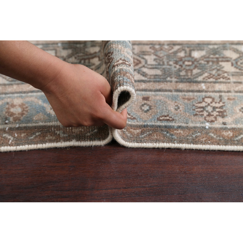 One-of-a-Kind 6'8" X 9'11" 1960s Wool Area Rug in Light Gray