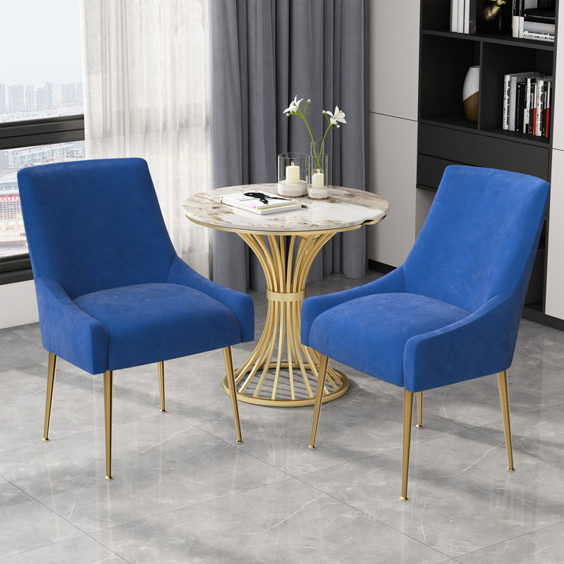 Lashana Velvet Upholstered Side Chair, Blue