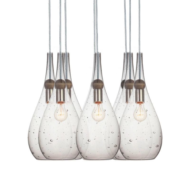 Earth 8 - Light Chandelier, Smoke Glass, Ship Rod, 72" H x 18" W x 18" D