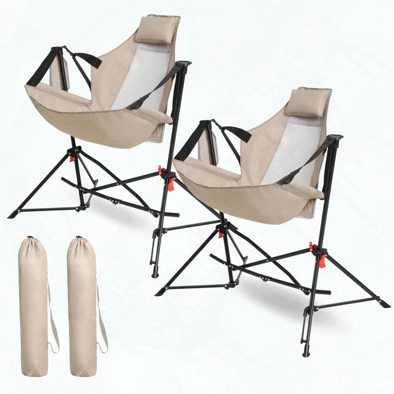 Ensemble de 2 chaises de camping hamac pliables avec dossier et coussin réglables, capacité de 250 lb