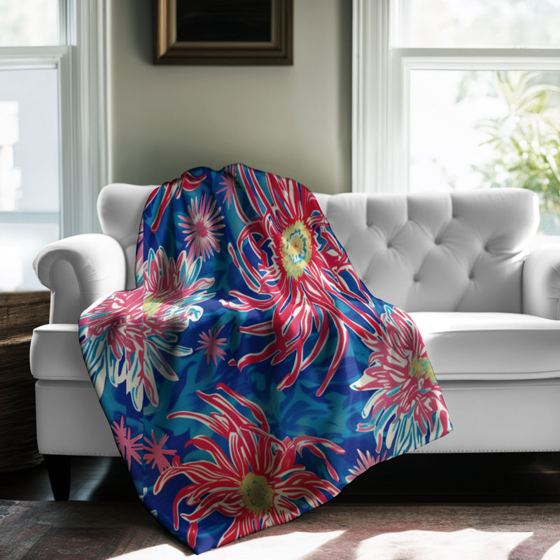 Vibrant Explosions - 1 pièce Sherpa Premium, L 50 po x L 60 po
