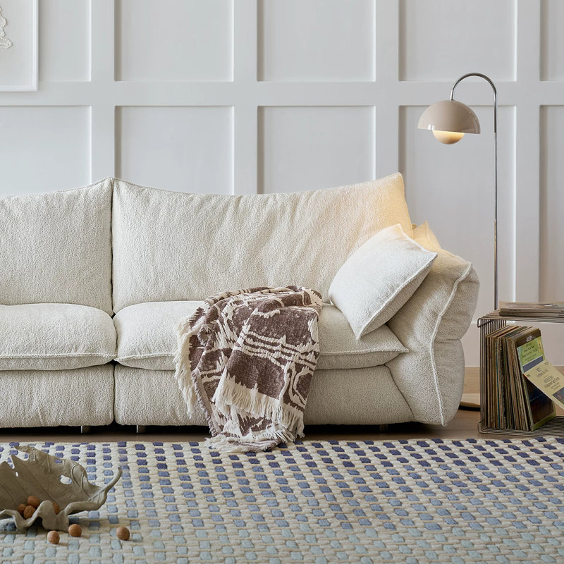 106.3" Wide Modern Boucle Oversized Sofa with Down-Blend Cushions & Ergonomic Support