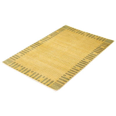 Tapis unique en laine noué à la main 4 pi 1 po x 6 pi 3 po nouvel âge Benderville