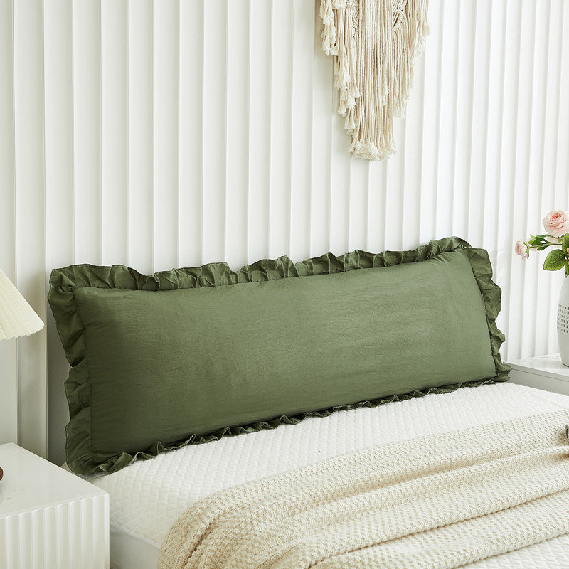 Housse de coussin vert olive pour corps - Housse de coussin longue 20 po x 54 po à franges, Vert olive
