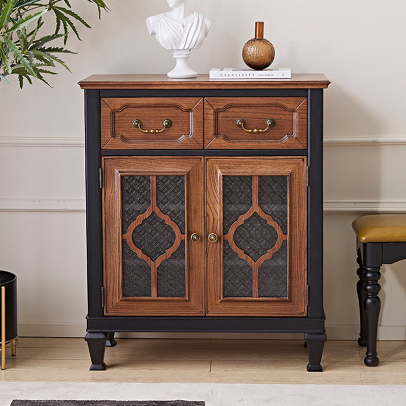 Black&Walnut Solid Wood Shoe Storage Bench