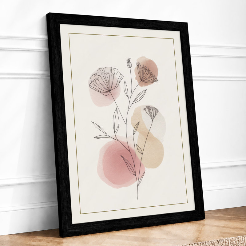 Blooming Stems Botanical - Framed Print, A1 - 84.1 x 59.4 cm, Black