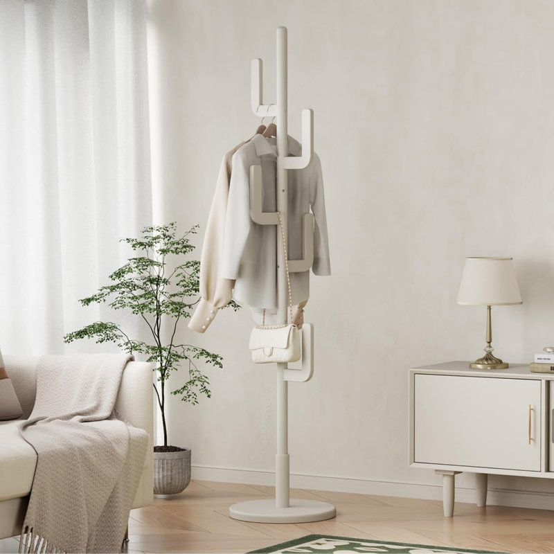 Solid Wood Freestanding 6 - Hook Coat Rack