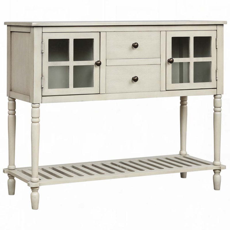 Console de 42 po Danner, table d'entrée, canapé avec deux tiroirs Danner, Beige, Gris antique