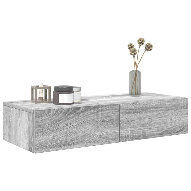 112-9 Wall Mounted Shelf, Grey/Sonoma, 17cm H x 80cm W x 33cm D