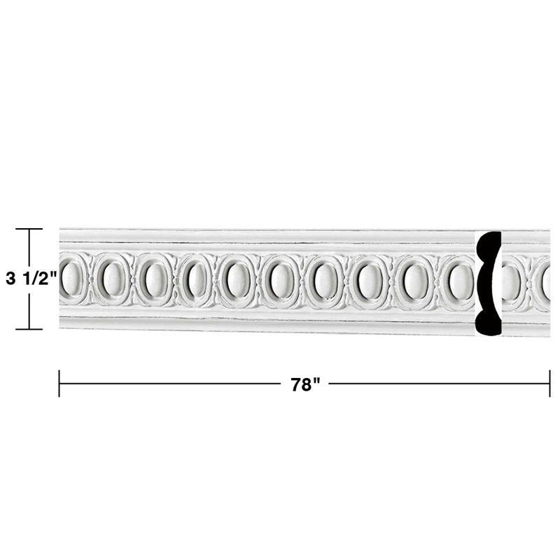 Moulure couronnée H 3 1/2 po x l 1/2 po x P 3 1/2 po