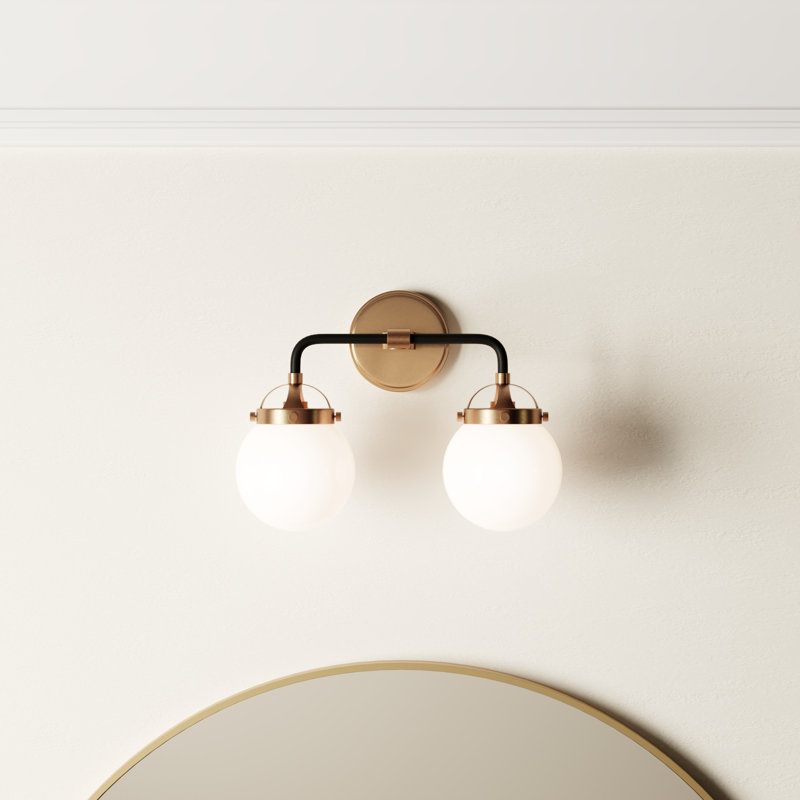 Newport 2-Light Steel Vanity Light, Satin Brass, No 