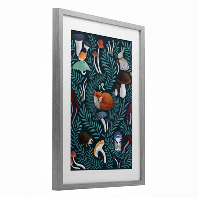 «Woodland Animals & Botanical Sprig», reproduction encadrée sous verre, conception de Metka Hiti