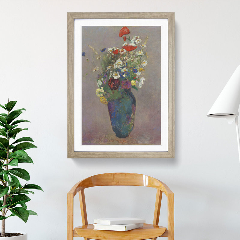 Vase of Flowers Vol.8 by Odilon Redon - Picture Frame Painting, Oak Framed, 36cm H x 27cm W x 2cm D