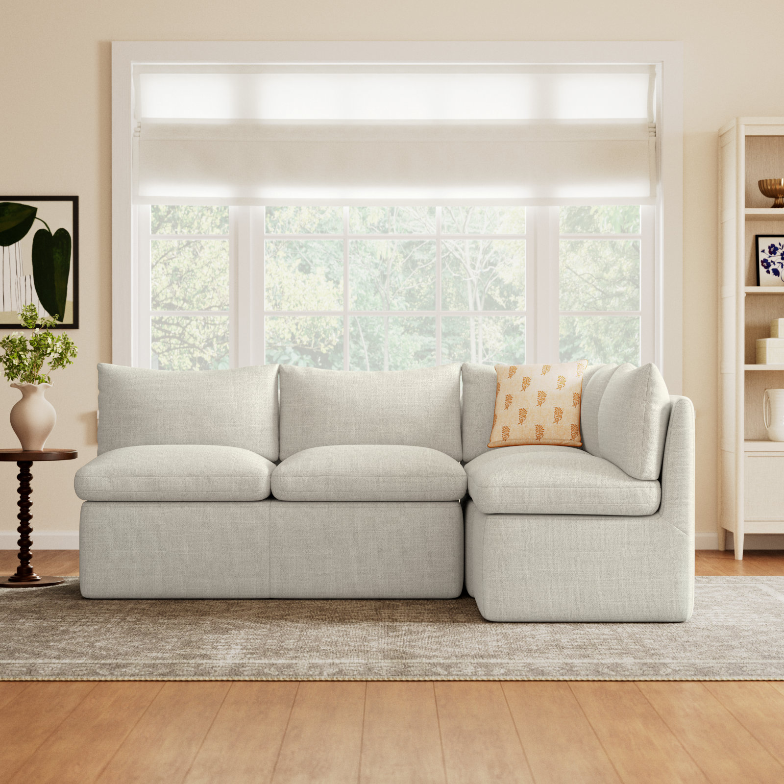 Alayaa Corner Dining Banquette, Effie Linen Performance